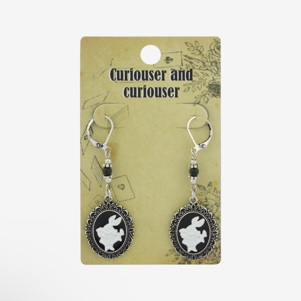 White Rabbit‎ Cameo Silhouette Drop Earrings Hot Topic